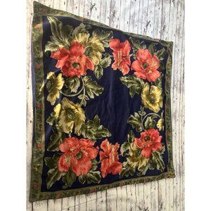 April Cornell Vintage Cottage Core Throw Pillow Case Blue Coral Floral 24”